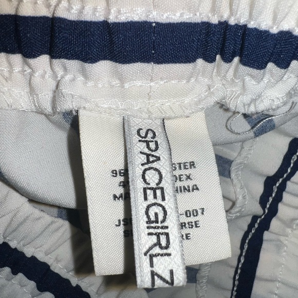 SPACEGIRLZ Navy Blue and White Stripped Pants…Size Large…96%Polyester 4%Spandex - Picture 3 of 6